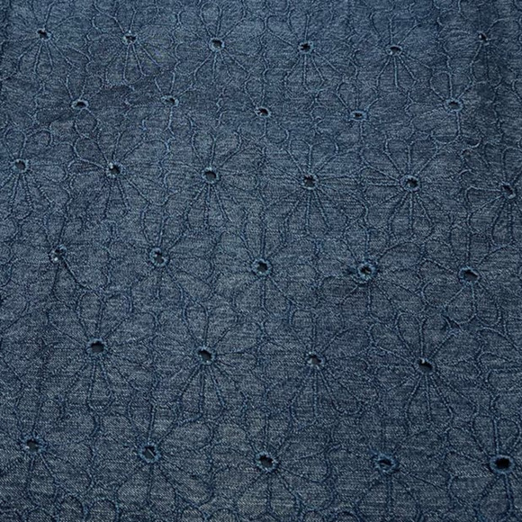 ECI DENIM Eyelet Flower Embroidered Detailing Mini V-Neck Sleeveless Dress Sz 4 - Picture 5 of 7